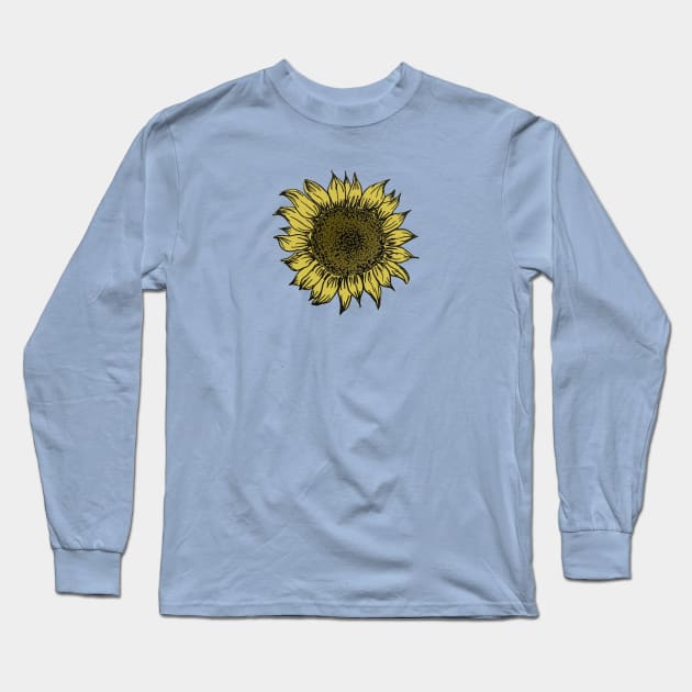 Vintage Hand drawn Sunflower Long Sleeve T-Shirt by novabee